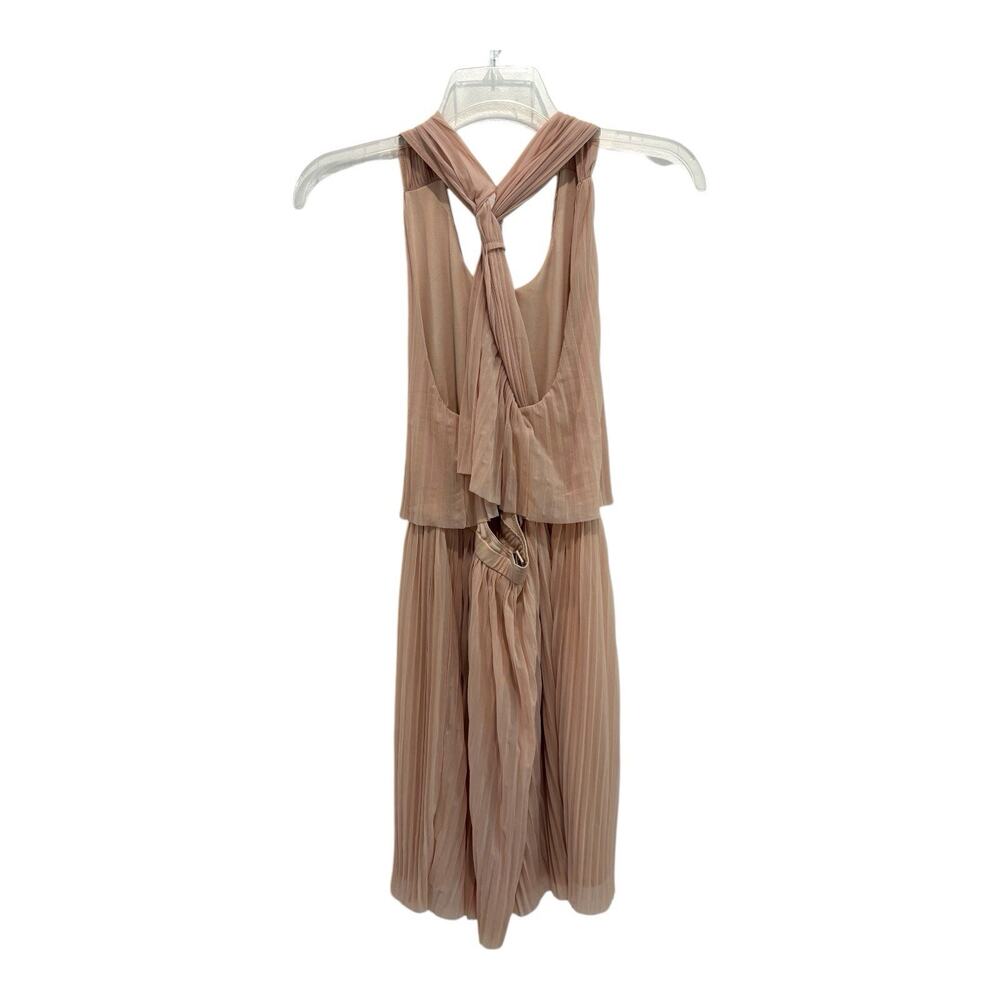H M Dress Women 10 Chiffon Pleated Racer Back Layered‎ Semi Sheer Wedding Date - Picture 2 of 10